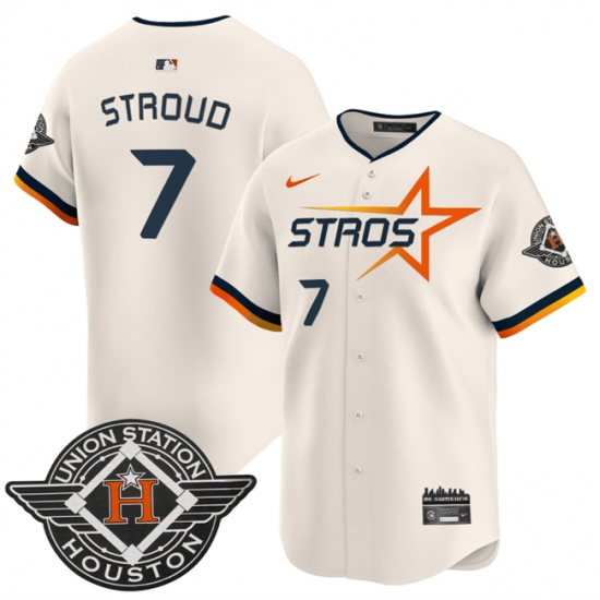 Personalized Men’s Houston Astros #7 C.J. Stroud Cream 2025 City Connect Limited Stitched Baseball Jersey