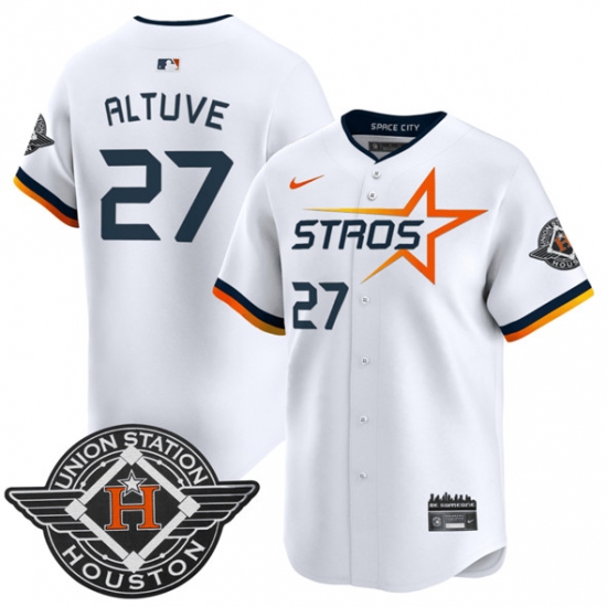 Personalized Men’s Houston Astros #27 Jose Altuve White 2025 City Connect Limited Stitched Baseball Jersey