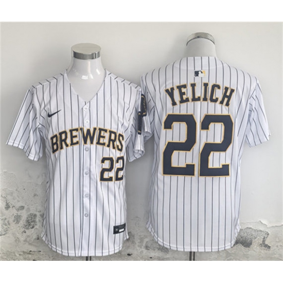 Personalized Men’s Milwaukee Brewers #22 Christian Yelich White Alternate Limited Stitched Jersey