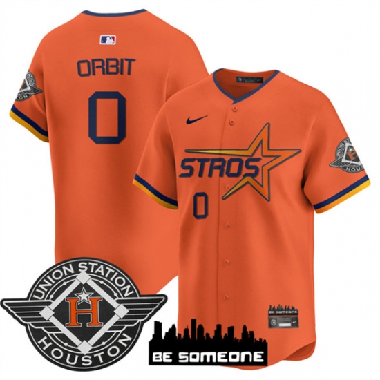 Personalized Men’s Houston Astros #0 Orbit Orange 2025 City Connect Limited Stitched Baseball Jersey