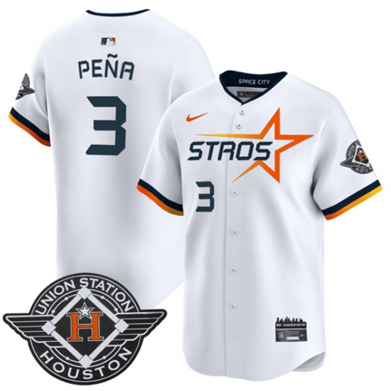 Personalized Men’s Houston Astros #3 Jeremy Pena White 2025 City Connect Limited Stitched Baseball Jersey