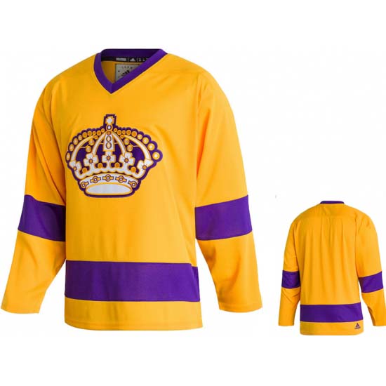 Personalized Men’s Los Angeles Kings Blank Yellow Stitched Hockey Jersey