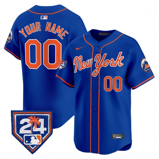 Personalized Men’s New York Mets Active Player Cutsom Royal 2024 Spring Training Premier Limited Stitched Baseball Jersey