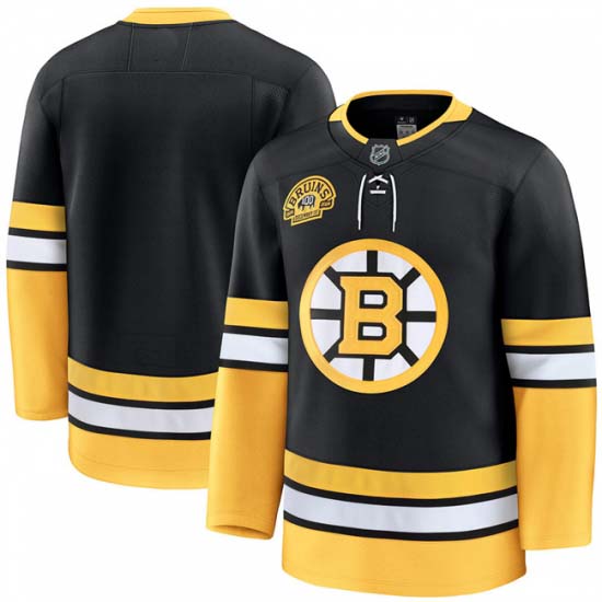 Personalized Men’s Boston Bruins Black 100th Anniversary Stitched Hockey Jersey