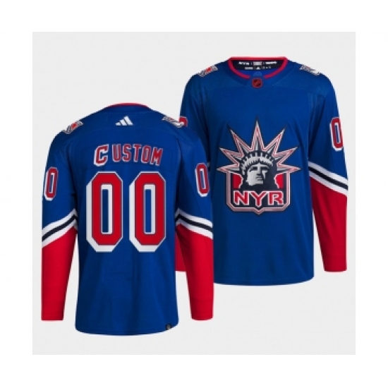 Personalized Men’s New York Rangers Blue 2022 Reverse Retro Stitched Jersey