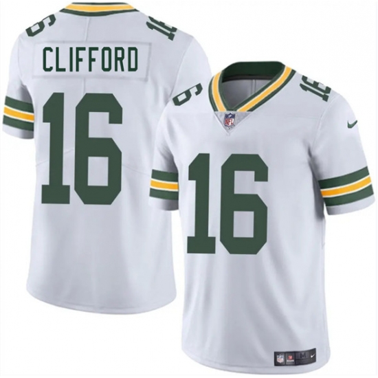 Personalized Men’s Green Bay Packers #16 Sean Clifford White 2025 Untouchable Limited Football Stitched Jersey