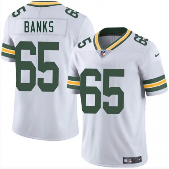 Personalized Men’s Green Bay Packers #65 Aaron Banks White 2025 Untouchable Limited Football Stitched Jersey