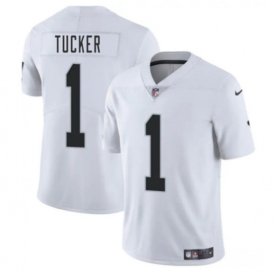 Personalized Men’s Las Vegas Raiders #1 Tre Tucker White 2025 Football Stitched Jersey