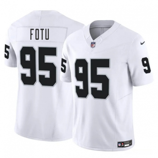 Personalized Men’s Las Vegas Raiders #95 Leki Fotu White 2025 F.U.S.E. Football Stitched Jersey
