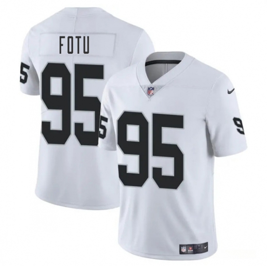 Personalized Men’s Las Vegas Raiders #95 Leki Fotu White 2025 Football Stitched Jersey