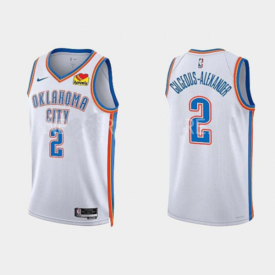 Personalized Men’s Oklahoma City Thunder #2 Shai Gilgeous-Alexander Association Edition White Jersey