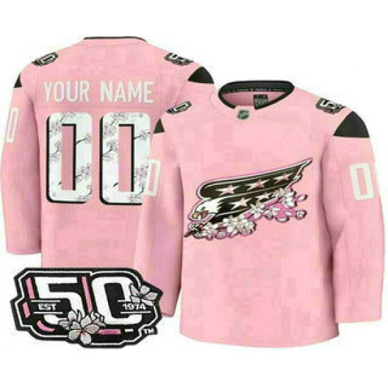 Personalized Men’s Washington Capitalsized Pink 50th Anniversary Authentic Jersey