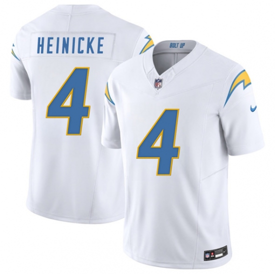 Personalized Men’s Los Angeles Chargers #4 Taylor Heinicke White 2025 F.U.S.E. Limited Football Stitched Jersey