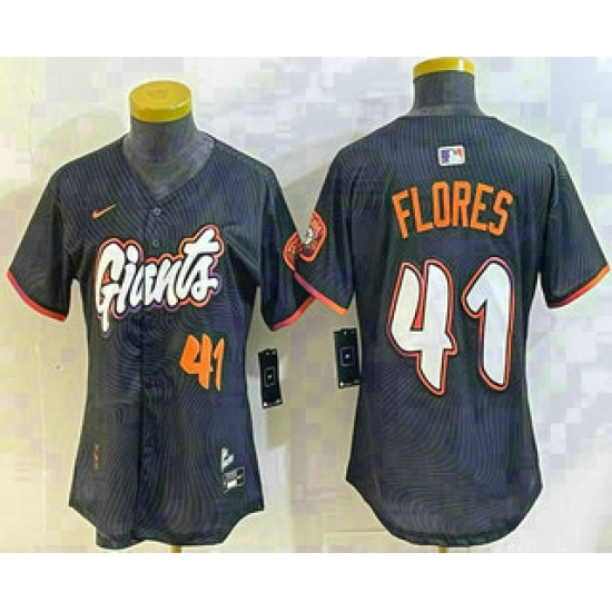 Personalized Women’s San Francisco Giants #41 Wilmer Flores Number Black 2025 City Connect Limited Stitched Jersey