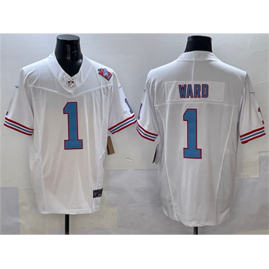 Personalized Men’s Tennessee Titans #1 Cameron Ward White 2025 Draft F.U.S.E. 1997 Throwback Limited Football Stitched Jersey