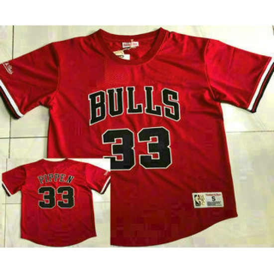 Personalized Men’s Chicago Bulls #33 Scottie Pippen Red Short Sleeved AU Throwback Jersey