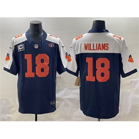 Personalized Men’s Chicago Bears #18 Caleb Williams Navy White F.U.S.E. With 1-star C And No. 51 Throwback Football Stitched Jersey