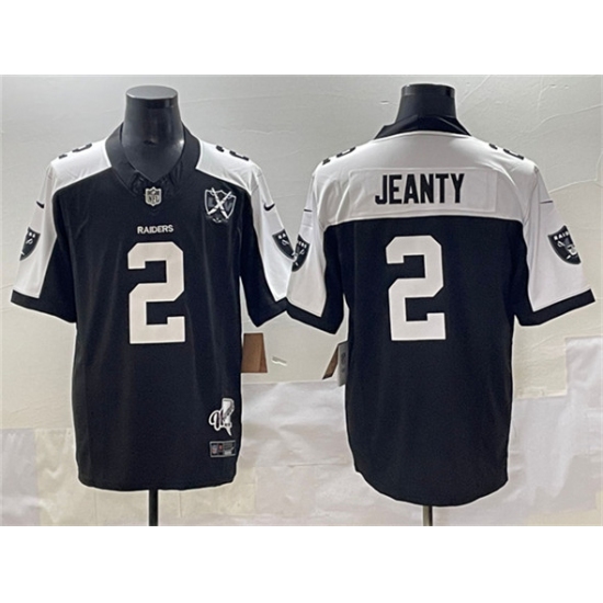 Personalized Men’s Las Vegas Raiders #2 Ashton Jeanty Black White 2025 Draft F.U.S.E. With Nevada Silver Stat And 65th Anniversary Football Stitched Jersey