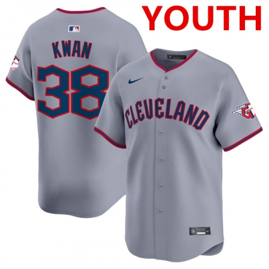 Personalized Youth Cleveland Guardians #38 Steven Kwan Gray 2025 Alternate Limited Stitched Baseball Jersey