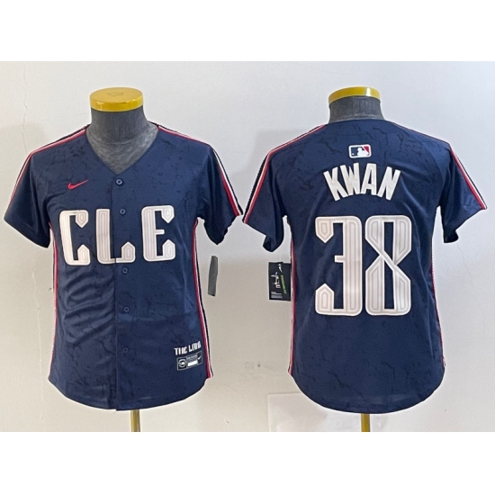 Personalized Youth Cleveland Guardians #38 Steven Kwan Navy 2024 City Connect Limited Stitched Baseball Jersey