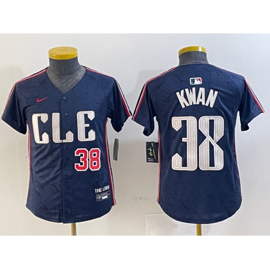 Personalized Youth Cleveland Guardians #38 Steven Kwan Navy 2024 City Connect Limited Stitched Baseball Jerseys