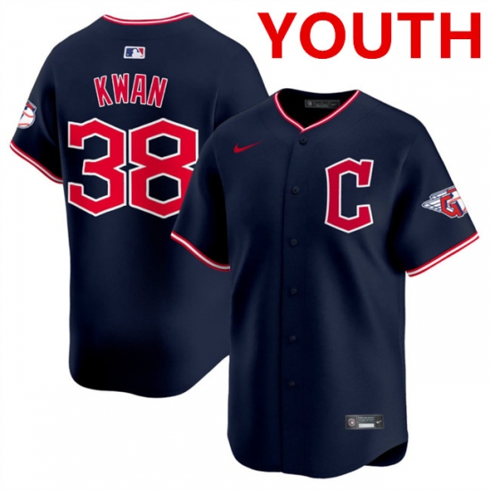 Personalized Youth Cleveland Guardians #38 Steven Kwan Navy 2025 Alternate Limited Stitched Baseball Jersey