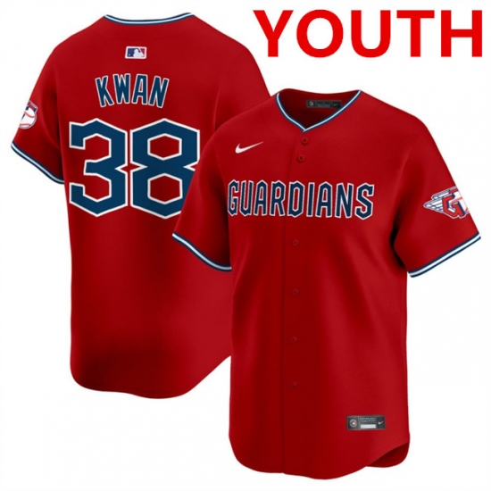 Personalized Youth Cleveland Guardians #38 Steven Kwan Red Alternate Limited Stitched Baseball Jersey