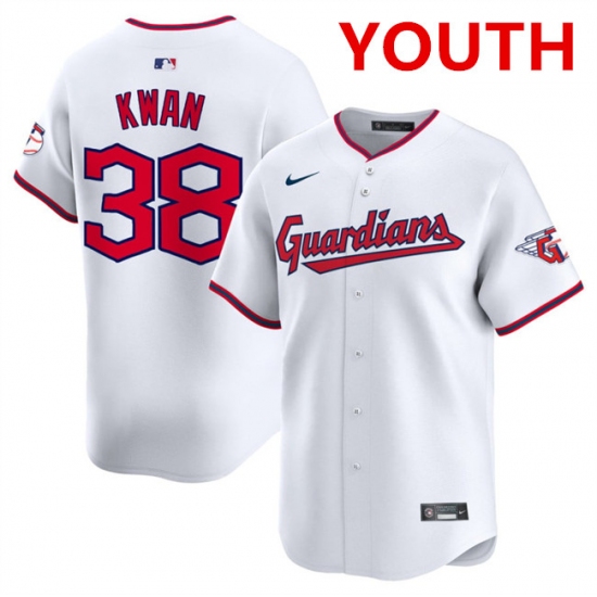 Personalized Youth Cleveland Guardians #38 Steven Kwan White Home Limited Stitched Baseball Jersey