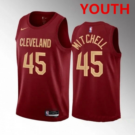 Personalized Youth Cleveland Cavaliers #45 Donovan Mitchell Red Stitched Jersey