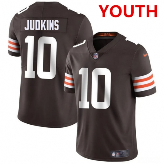 Personalized Youth Cleveland Browns #10 Quinshon Judkins Brown 2025 Limited Football Stitched Jersey