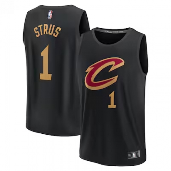 Personalized Men’s Cleveland Cavaliers #1 Max Strus Fanatics Black Fast Break Player Jersey
