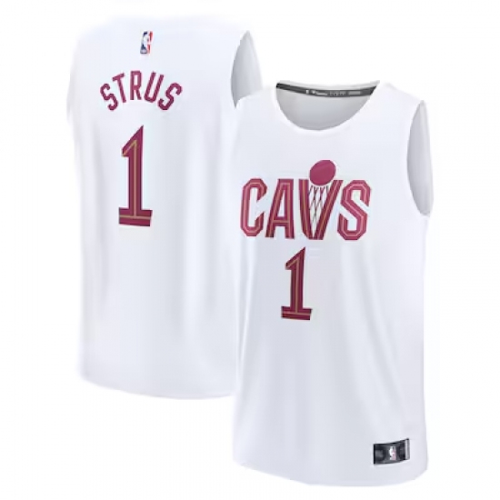 Personalized Men’s Cleveland Cavaliers #1 Max Strus Fanatics White Fast Break Player Jersey