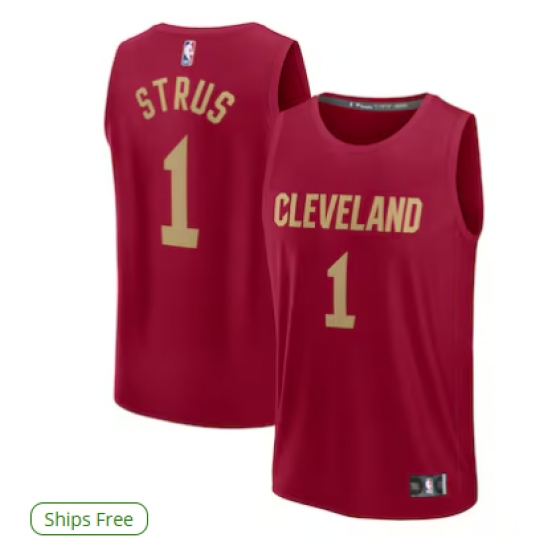 Personalized Men’s Cleveland Cavaliers #1 Max Strus Fanatics Wine Fast Break Player Jersey