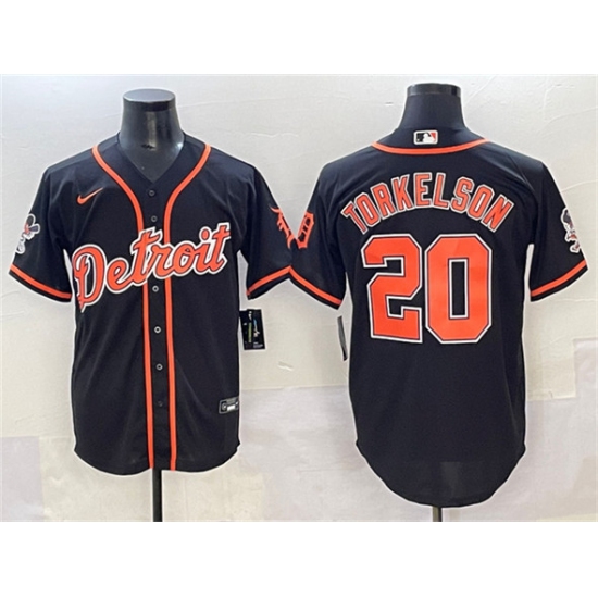 Personalized Men’s Detroit Tigers #20 Spencer Torkelson Black With Cool Base Stitched Baseball Jersey