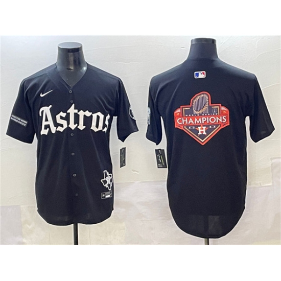 Personalized Men’s Houston Astros Team Big Logo Black Gothic ‘Houston Born Barrio Raised’ Limited Stitched Baseball Jerseys