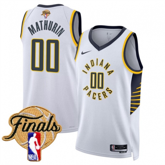 Personalized Men’s Indiana Pacers #00 Bennedict Mathurin White 2025 Finals Association Edition Stitched Basketball Jersey