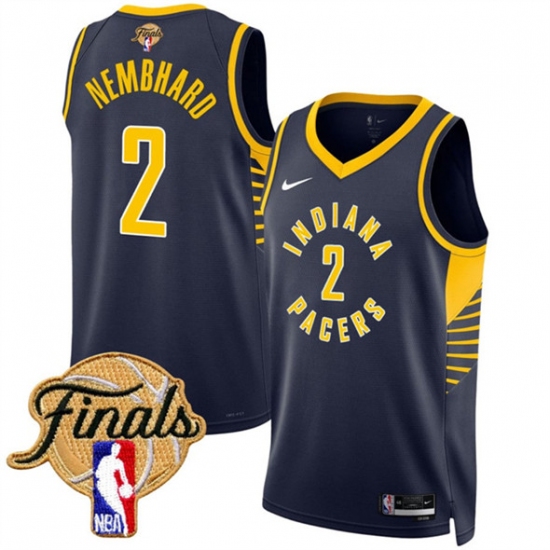 Personalized Men’s Indiana Pacers #2 Andrew Nembhard Navy 2025 Finals Icon Edition Stitched Basketball Jersey