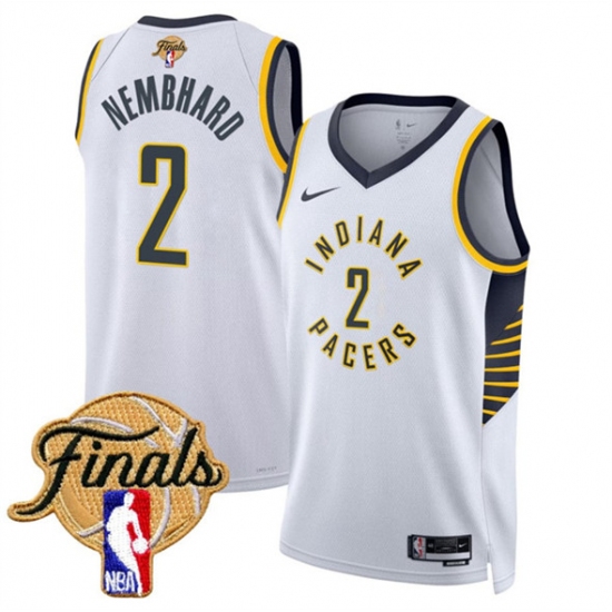 Personalized Men’s Indiana Pacers #2 Andrew Nembhard White 2025 Finals Association Edition Stitched Basketball Jersey