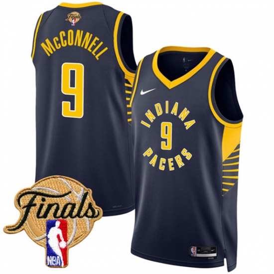 Personalized Men’s Indiana Pacers #9 T.J. McConnell Navy 2025 Finals Icon Edition Stitched Basketball Jersey