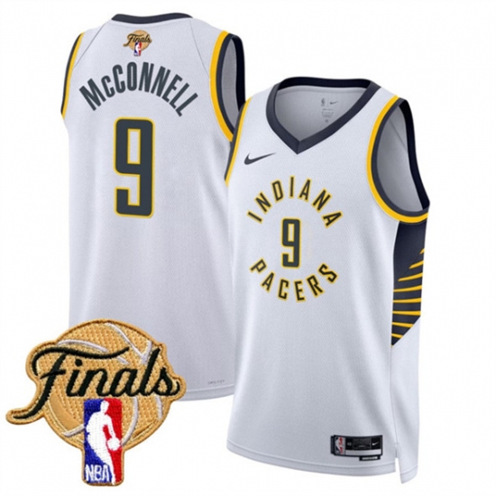 Personalized Men’s Indiana Pacers #9 T.J. McConnell White 2025 Finals Association Edition Stitched Basketball Jersey