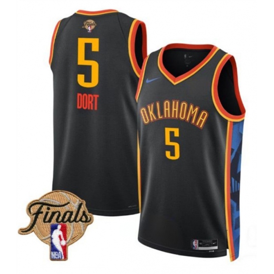 Personalized Men’s Oklahoma City Thunder #5 Luguentz Dort Black 2024-25 City Edition Stitched Basketball Jersey