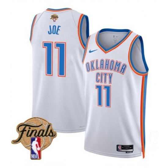 Personalized Men’s Oklahoma City Thunder #11 Isaiah Joe White 2025 Association Edition Stitched Basketball Jersey