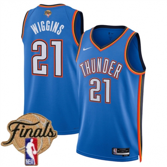 Personalized Men’s Oklahoma City Thunder #21 Aaron Wiggins Blue 2025 Icon Edition Stitched Basketball Jersey