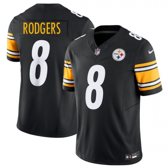 Personalized Men’s Pittsburgh Steelers #8 Aaron Rodgers Black 2025 F.U.S.E. Limited Football Stitched Jersey