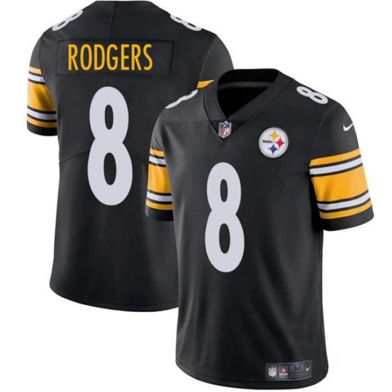 Personalized Men’s Pittsburgh Steelers #8 Aaron Rodgers Black 2025 Limited Football Stitched Jersey