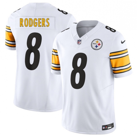 Personalized Men’s Pittsburgh Steelers #8 Aaron Rodgers White 2025 F.U.S.E. Limited Football Stitched Jersey