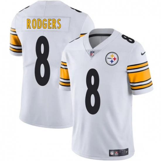 Personalized Men’s Pittsburgh Steelers #8 Aaron Rodgers White 2025 Limited Football Stitched Jersey