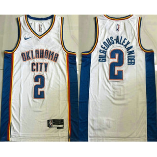 Personalized Men’s Oklahoma City Thunder #2 Shai Gilgeous-Alexander White Icon Sponsor AU Jersey