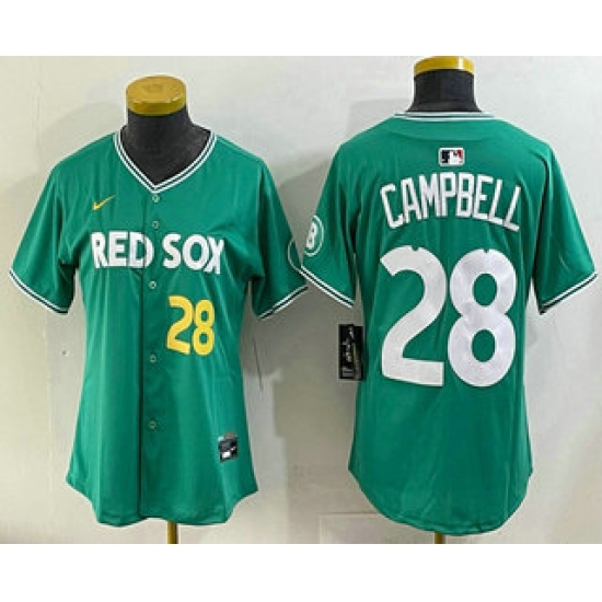 Personalized Women’s Boston Red Sox #28 Kristian Campbell Green 2025 City Connect Player Name Limited Jersey