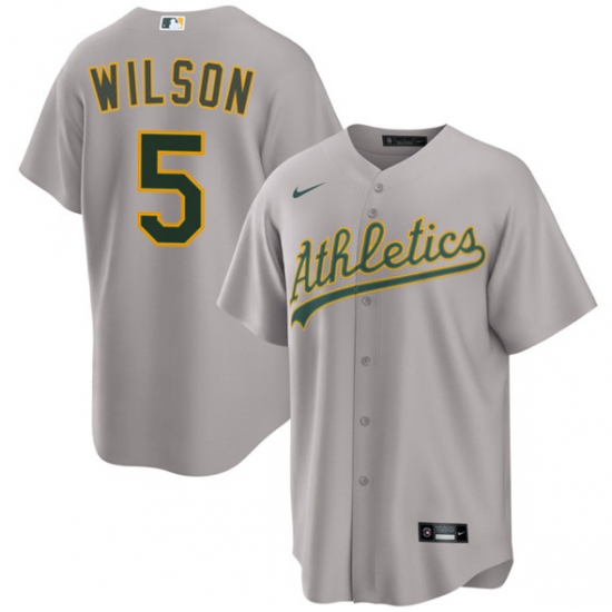 Personalized Men’s Oakland Athletics #5 Jacob Wilson Gray 2024 Away Limited Stitched Jersey